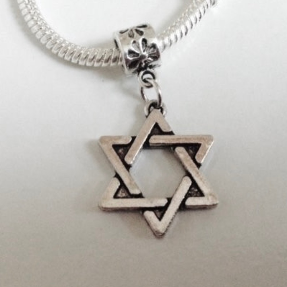 “STAR of DAVID” Sterling Silver Plated Dangling Charm For Euro Bracelet/Necklace